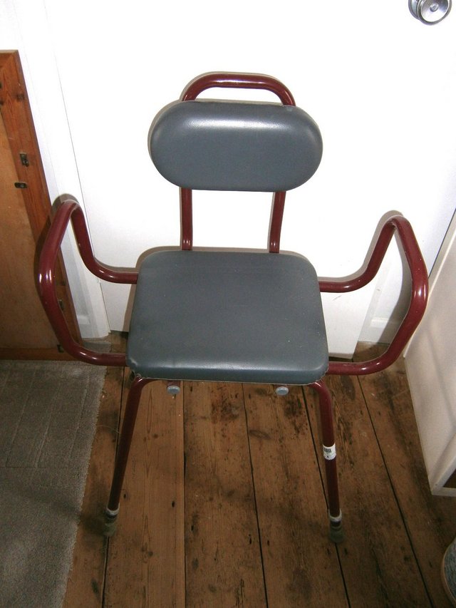 Preview of the first image of Perching stool with a padded seat & tubular steel frame.