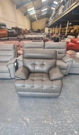 Image 4 of La-z-boy Knoxville fossil grey leather standard armchair