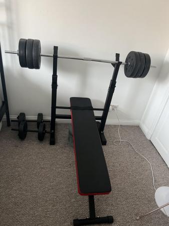 Image 1 of Adjustable work bench with weight plates(40kg)