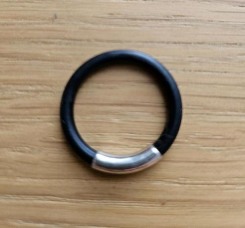Image 1 of Black Rubber and Silver Unisex Ring