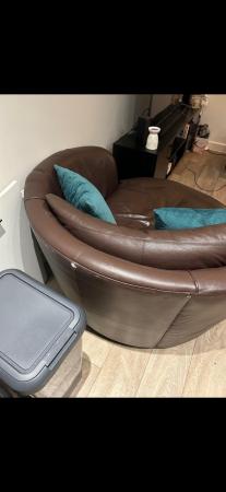 Image 1 of Leather love chair - brown
