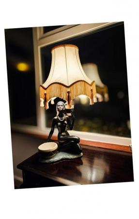 Image 4 of Vintage nieri chalkware lady lamp