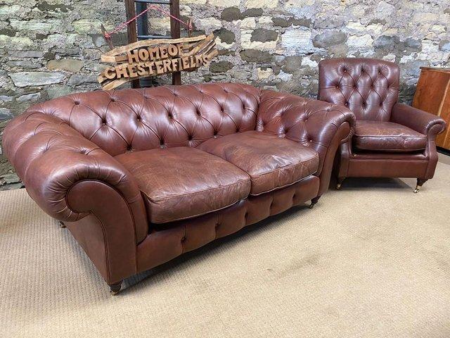 Preview of the first image of Tan Marks & Spencer Chesterfield Two seater Sofa & Armchair.