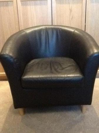 Image 2 of Tub Chair - Comfortable, Black Leather