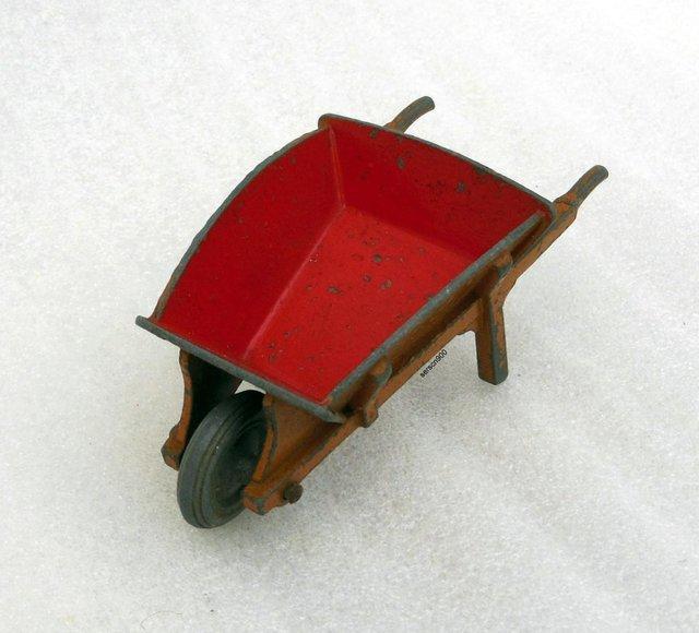 Preview of the first image of Dinky Toy 2 Tone Garden Wheel Barrow # 105B.