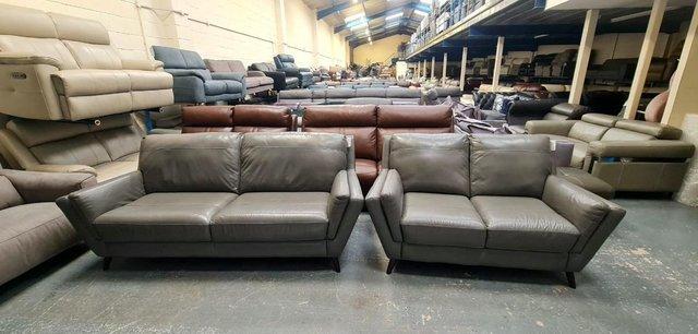 Image 8 of Ex-display Fellini grey leather 3+2 seater sofas