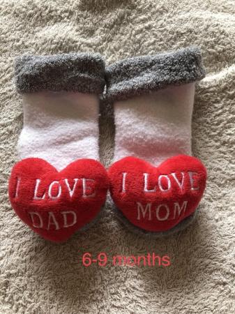 Image 1 of Socks with hearts and words