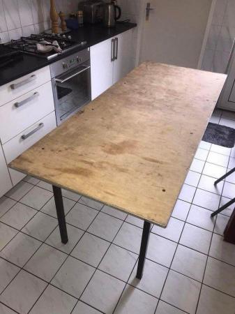 Image 2 of 6 Foot Wooden Trestle Table with Metal Legs