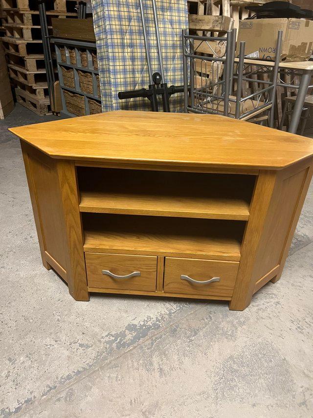 Preview of the first image of Oak Corner TV unit with drawers.