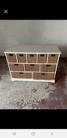 Image 1 of White Wicker chest of drawers