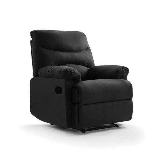 Preview of the first image of Regency recliner armchair in faux black suede.
