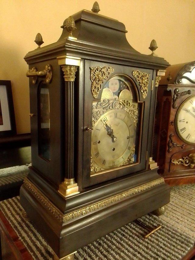 Preview of the first image of Antique 8 bell moon phase bracket clock Thwaites & reed ..