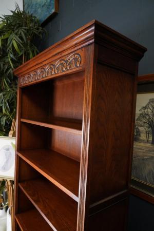 Image 5 of Tudor Style Solid Oak Old Charm Open Front Bookcase