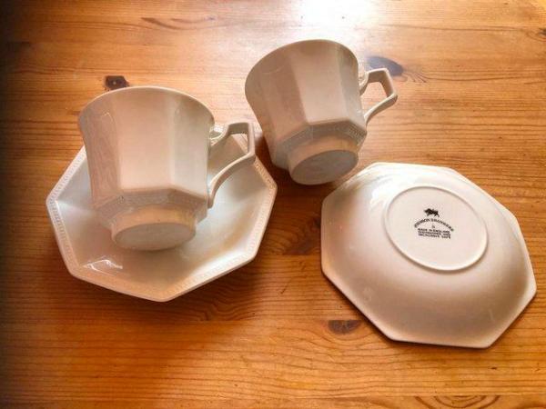 Image 1 of BEAUTIFUL JOHNSON BROTHER 4 PIECE OCTAGONAL CUPS AND SAUCERS