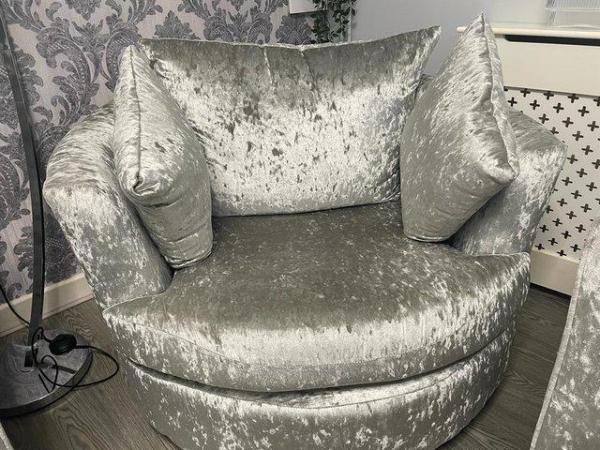 Image 1 of Crushed velvet sofas in silver Grey