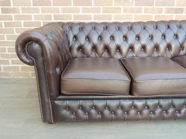 Image 5 of Chesterfield 3 seater Antique Brown Sofa (UK Delivery)