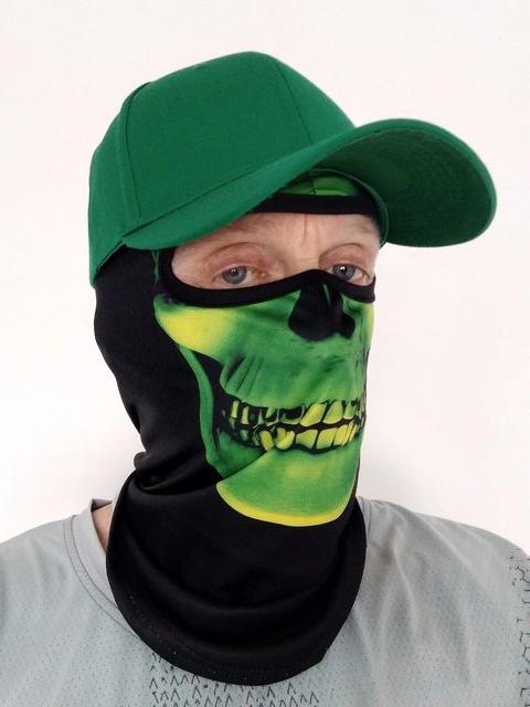 Preview of the first image of Green monster face mask with FREE green baseball cap..