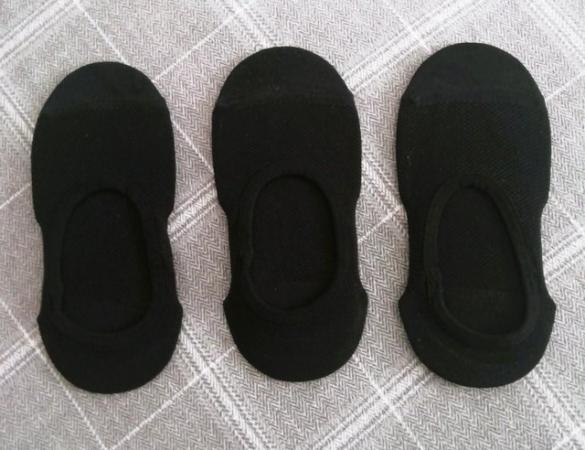 Image 1 of 3 Pairs No Visible Breathable Black Socks | 2-5 UKSize | New