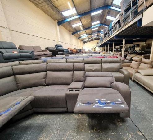 Image 6 of Paisley grey fabric electric recliner large corner sofa