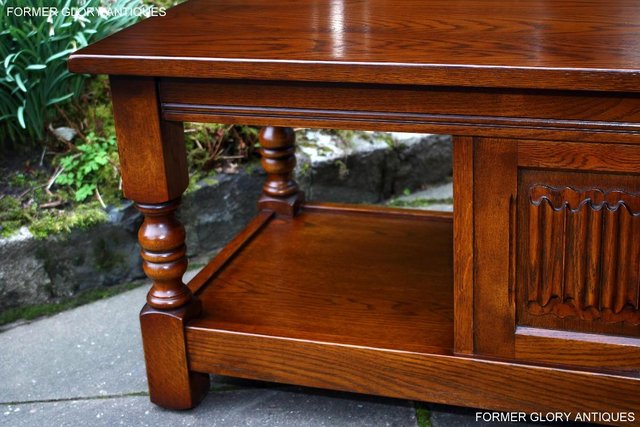 Image 13 of OLD CHARM LIGHT OAK LONG WINE COFFEE TABLE CABINET TV STAND