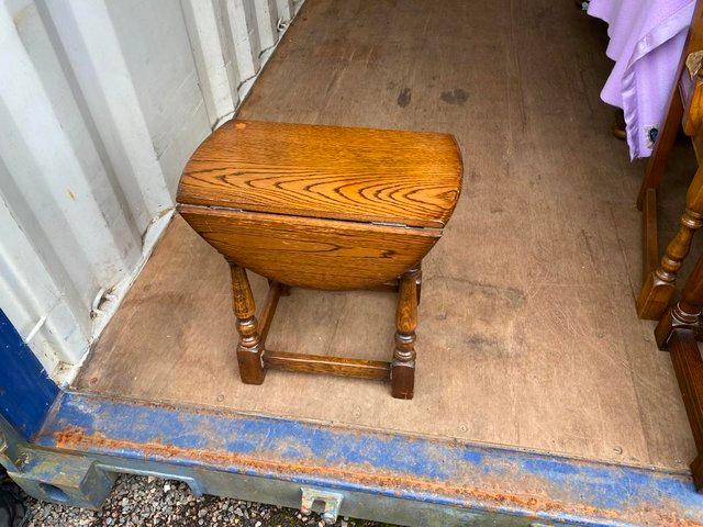 Preview of the first image of Vintage Solid Oak Drop leaf occasional side lamp table.