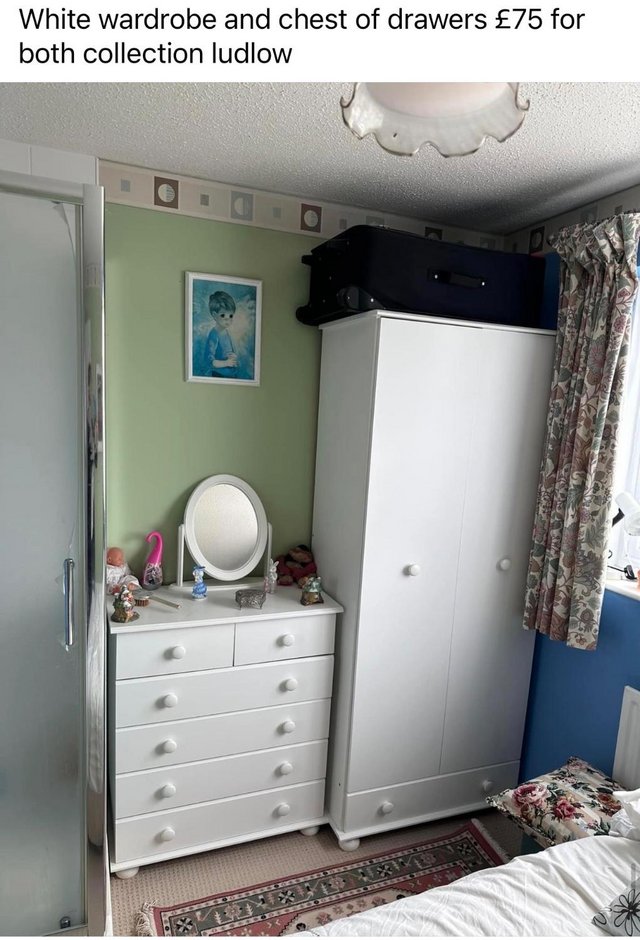 Preview of the first image of White wardrobe and chest of drawers.
