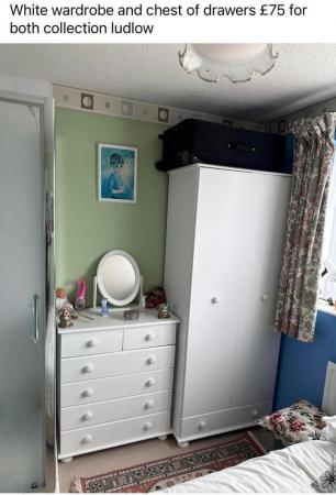 Image 1 of White wardrobe and chest of drawers