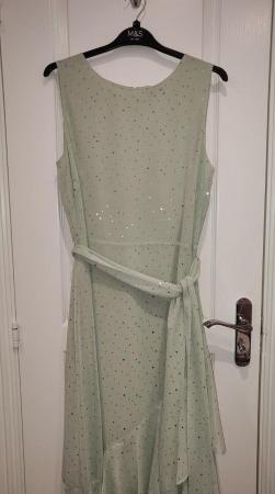 Image 3 of BNWT Women's Wallis Green Sparkle Lined Sleeveless Dress UK