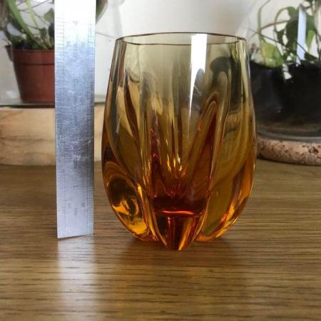 Image 2 of Whitefriars Gold Amber glass vase 9727 Geoffrey Baxter