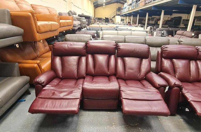 Image 11 of La-z-boy Georgina burgundy leather electric 3+2 seater sofas