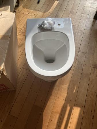 Image 3 of Toilet bowl, cistern and seat; Victoria Plum