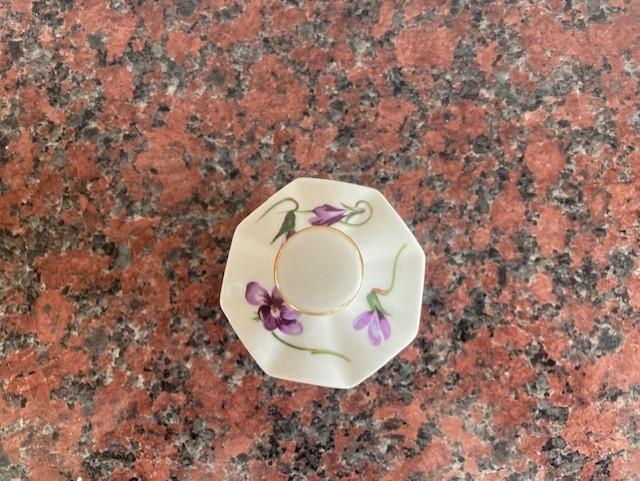 Preview of the first image of Hammersley Violets fine bone china octangular trinket box.