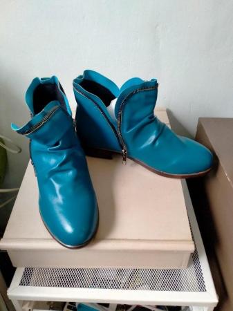 Image 1 of Ladies blue leather Pixie Boots