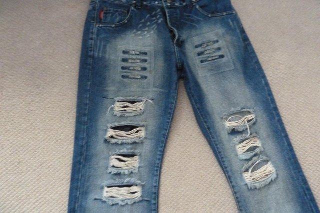 Image 3 of Men's "Blue Inc" ripped designer jeans