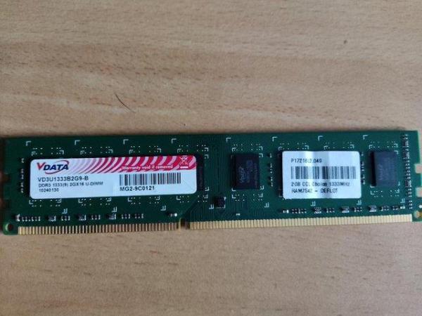 Image 2 of V DATA 2GB DDR3 DESKTOP RAM. SET OF FOUR