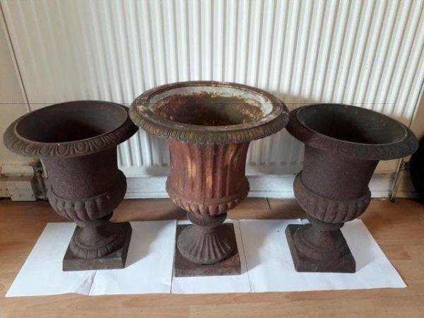 Image 1 of Set of three cast iron Campagna Urns