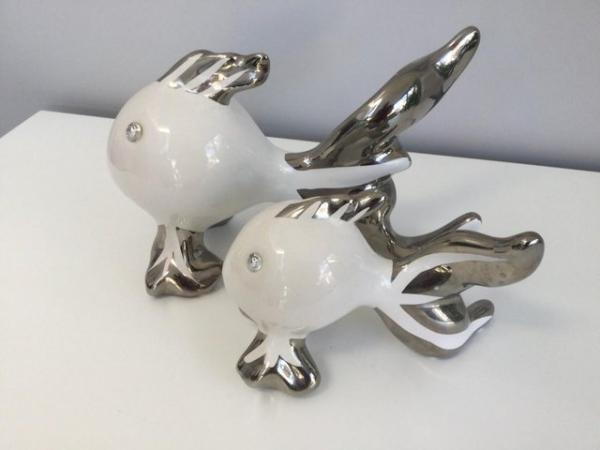 Image 1 of White and silver Fish ornaments