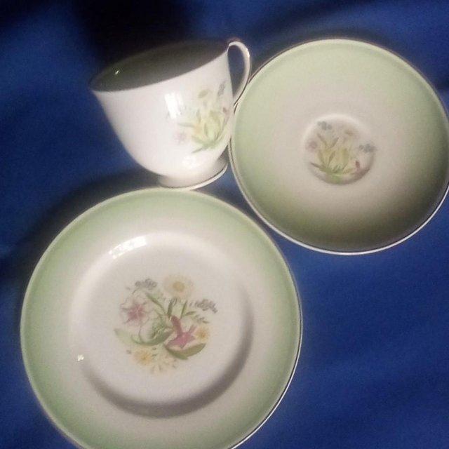 Preview of the first image of Susie Cooper Bone China Tea Set - Romance Green.