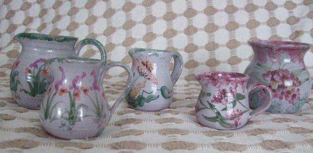 Image 1 of 5 Small Ornamental Pottery Jugs