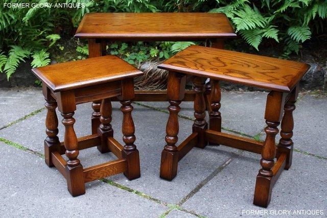 Image 9 of AN OLD CHARM LIGHT OAK NEST OF TABLES COFFEE TEA TABLE SET