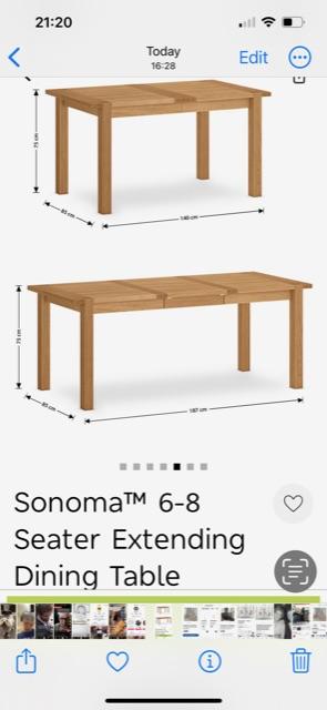 Preview of the first image of M&S Sonoma expandable solid oak table . X4 chairs available.