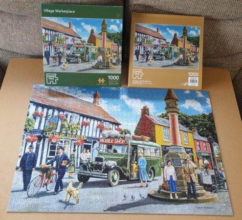 Image 1 of 1000 piece jigsaw called VILLAGE MARKETPLACE by CORNER PIECE