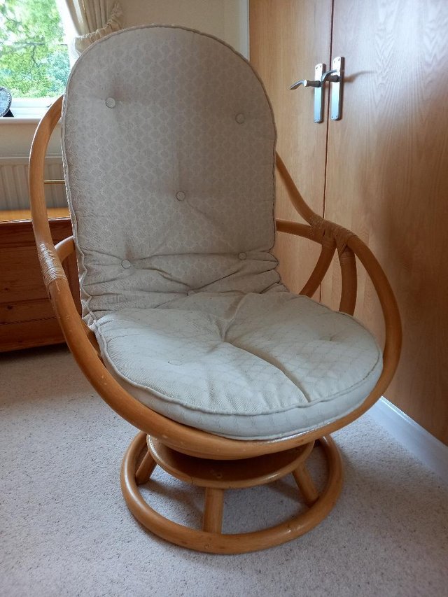 Preview of the first image of Good quality Cane Rocking chair and stool.