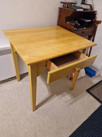 Image 2 of Pine Table with drawer 60 x 65 x 60hwell made