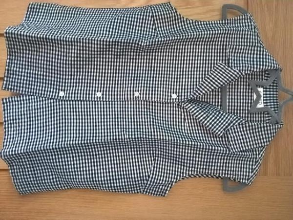 Image 3 of Silk shorts and blouse matching set size 12 black & white