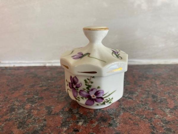 Image 3 of Hammersley Violets fine bone china octangular trinket box