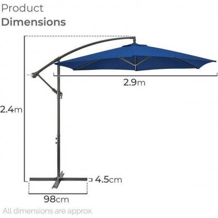 Image 3 of Brand New and boxed Blue 3m Cantilever Garden Parasol