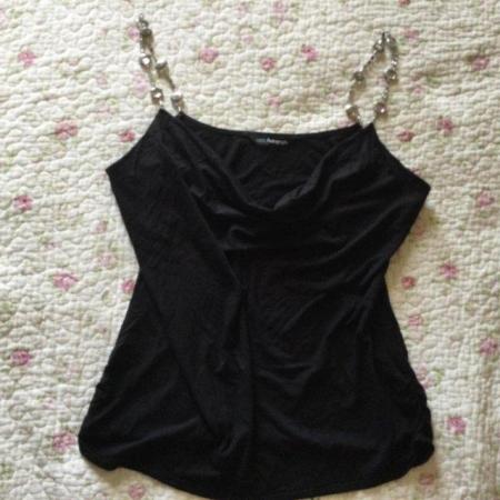 Image 2 of AUTOGRAPH Jewelled Straps Black Strappy Top sz14