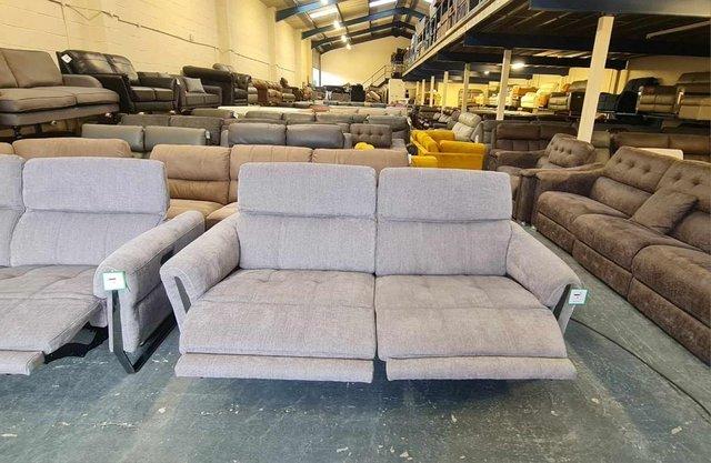 Image 11 of Packham grey fabric electric recliner pair of 3 seater sofas
