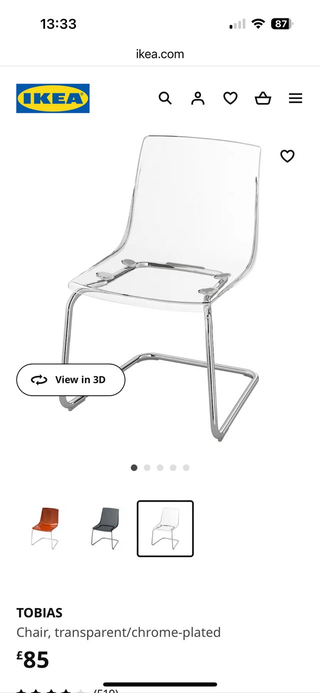 Preview of the first image of Ikea chairs set of 6. Rrp £85 each.